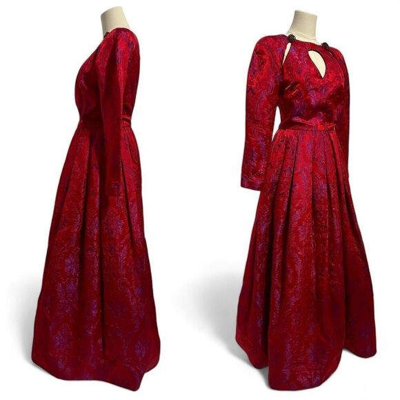 Vintage 80s Carolyne Roehm Opulent Evening Ball Gown XS Gala Royal Regency - Picture 3 of 16